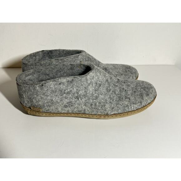 Glerups Men NWT Light Gray Wool Slipper Shoe Leather Sole Slip On 46 EU 12 US - Picture 3 of 9